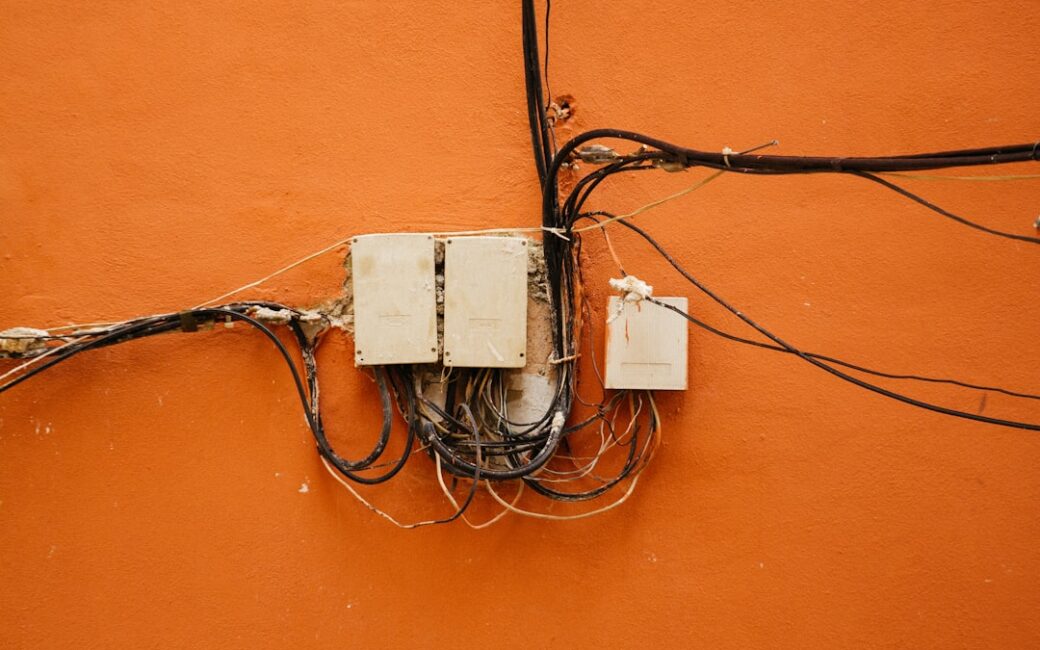 white and black electric wires